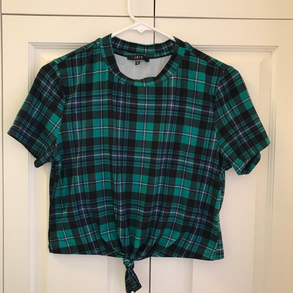 Green Plaid Crop Top size Medium